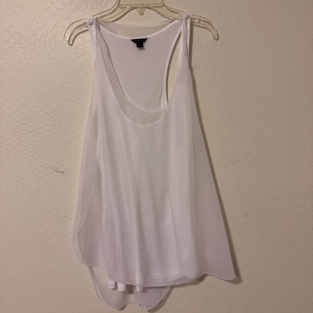 Ann Taylor White Flowing Tank Top